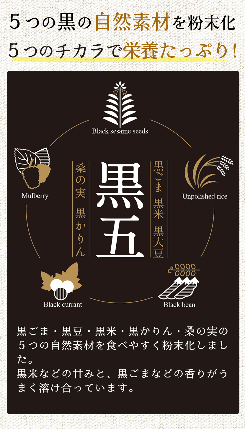 和田萬 黒五 150g×2袋 粉末 タンパク質 鉄分 黒ごま 桑の実 パウダー 