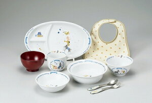 NARUMI ナルミ ブレーメン まんてんセット(ブルー) 9点セット 7980-33301 キッズプレート ポリッジボウル マグカップ 飯茶碗 おやつ皿 こどものしるわん朱(S) スタイ カトラリーセット