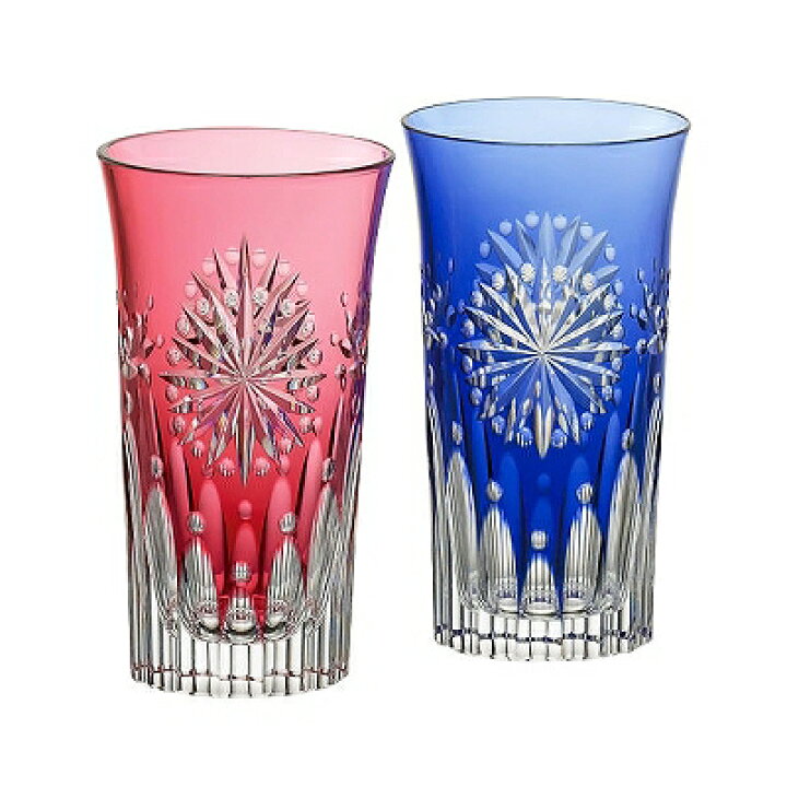 楽天市場 Kagami Crystal カガミクリスタル ペアひとくちビール 花火柄 伝統工芸士鍋谷淳一 1cc Tps587 2652ab ビールグラス Wada Toki