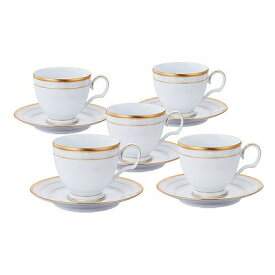 Noritake ノリタケ ティー・コーヒー碗皿セット（5客） ティーカップ コーヒーカップ カップ&ソーサー ハンプシャーゴールド HAMPSHIRE GOLD F91988/4335 4335L/F91988 ハンプシャープラチナ HAMPSHIRE PLATINUM F91988/4336 4336L/F91988