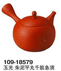 三陶 常滑焼 玉光 朱泥平丸千筋急須 18579 セラメッシュ 340ml