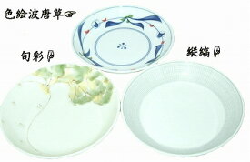 美濃焼 5寸皿 中皿 色絵波唐草 旬彩 縦縞 ダミ花 線唐草 藍花【あす楽対応】