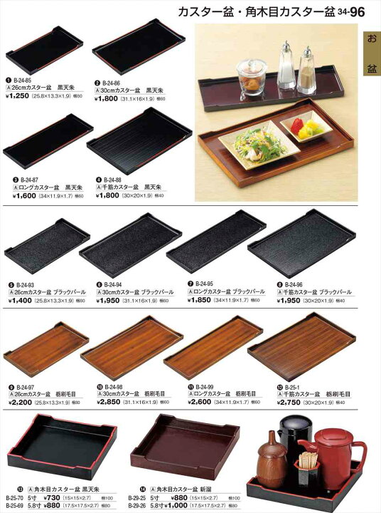 楽天市場】若泉漆器 角木目カスター盆 新溜 5寸 B-29-25 割烹漆器 No 
