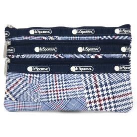 レスポートサック ポーチ 7158 E712 PUZZLED PLAID 3ZIP コスメティック ブルー LeSportsac