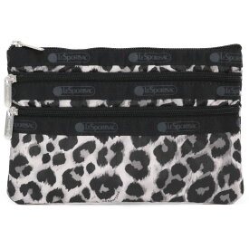 レスポートサック ポーチ 7158 E803 WHITE LEOPARD 3ZIP コスメティック グレー LeSportsac