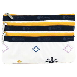 LeSportsac ���X�|�[�g�T�b�N �|�[�` 7158 3 ZIP COSMETIC E951 FAIR ISLE IVORY EMB