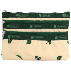 LeSportsac X|[gTbN |[` 7158 3 ZIP COSMETIC HC77 TROPICAL PALM EMBROIDERY