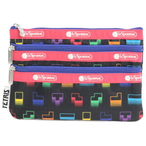 LeSportsac X|[gTbN |[` 7158 3 ZIP COSMETIC LC58 TETRIS FALLING BLOCKS/PNK