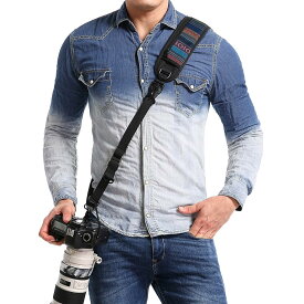 waka カメラネックストラップ クイックリリースと安全テザー付き 調節可能なカメラショルダースリングストラップ Nikon Canon Sony Olympus DSLR カメラ用 - レトロ