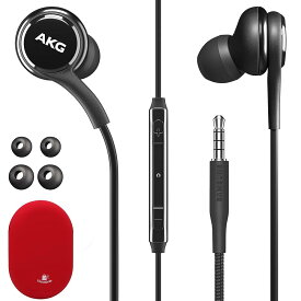 オリジナル Samsung AKG イヤホン 3.5mm インイヤー イヤホン ヘッドホン リモート&マイク付き Galaxy A71 A31 Galaxy S10 S10e Note 10 Note 10+ S10 Plus S9用 ラバーポーチ付き AKG + レッドポーチ)