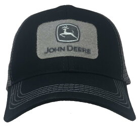 John Deere Silver Patch Mesh Back Trucker Cap-Black/Gray