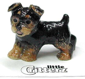 Little Critterz Dog - ヨークシャーテリア スモーキー - ブラック ホームインテリア 動物 ミニチュア 磁器の置物