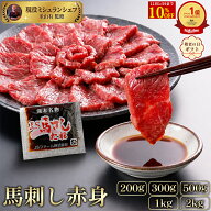 【10%OFF＆P2倍★11日1:59迄】 馬刺し 赤身 200g 300g 500g 1kg 2kg タレ 付き 馬肉 馬刺 生食 馬ユッケ …