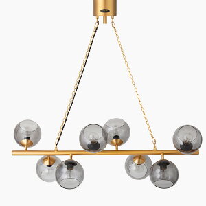 HERMOSA ハモサ ペンダントライト BIARRITZ 8(ビアリッツ8) 引掛けシーリング 白熱電球付き(E26/40W×8) 電球色 〜10畳 LED対応可 gold/grey(ゴールド/グレー) GS-018GDGY