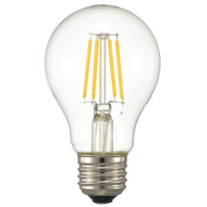オーム電機 LED電球 LEDフィラメントタイプ電球 一般電球形 クリアタイプ 一般球40形相当(40W形相当) 電球色 3.8W 全光束494lm E26口金 全方向タイプ LDA4L C6 (06-3462)
