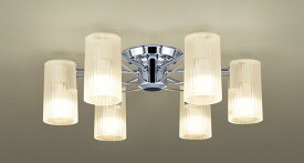 パナソニック　天井照明器具　シャンデリア　簡易取付方式　LED電球一般電球タイプ7．4W（60W形相当　E26口金　電球色）×6灯　(ランプ付き)　本体クローム仕上　LGB57660K