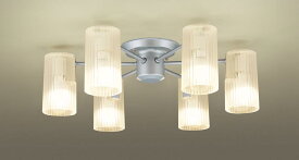 パナソニック　天井照明器具　シャンデリア　簡易取付方式　LED電球一般電球タイプ7．4W（60W形相当　E26口金　電球色）×6灯　(ランプ付き)　本体シルバーメタリック　LGB57663K