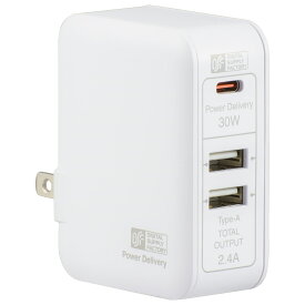 オーム電機　ACアダプター(USB PD Type-C[30W MAX]+Type-A×2/白[ホワイト])　MAV-AUPD3042-W (01-3797)