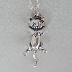 ぶらぶら仔猫の花子ペンダント ねこネックレス ネコ 動物モチーフ 首飾り シルバーアクセサリー SILVER925　K18ピンクゴールド　 女性 男性 プレゼント　ギフト対応 レディース メンズ 大人 可愛い かわいい 誕生日 オシャレ 贈り物