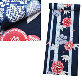 【20】 ※未仕立て【綿麻】【型染め浴衣】レディース 高級ゆかた反物【夏祭り】花火 ゆかた 大胆 浜松織物 耳あり 小巾 教材 日本製【メール便不可】ytn-444（3）