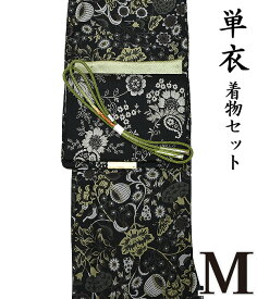 23820 【 春 初夏 秋 ♪ 着物4点セット 】【 M 単衣 】 洗える着物 + 【 国産 】 洗える 八寸名古屋帯 + 正絹 帯揚げ + 正絹 帯〆 【 4点セット 】 コーディネート 粋 モダン レトロ シック 桐生織物 hs-908 pngy476 hppk857-m