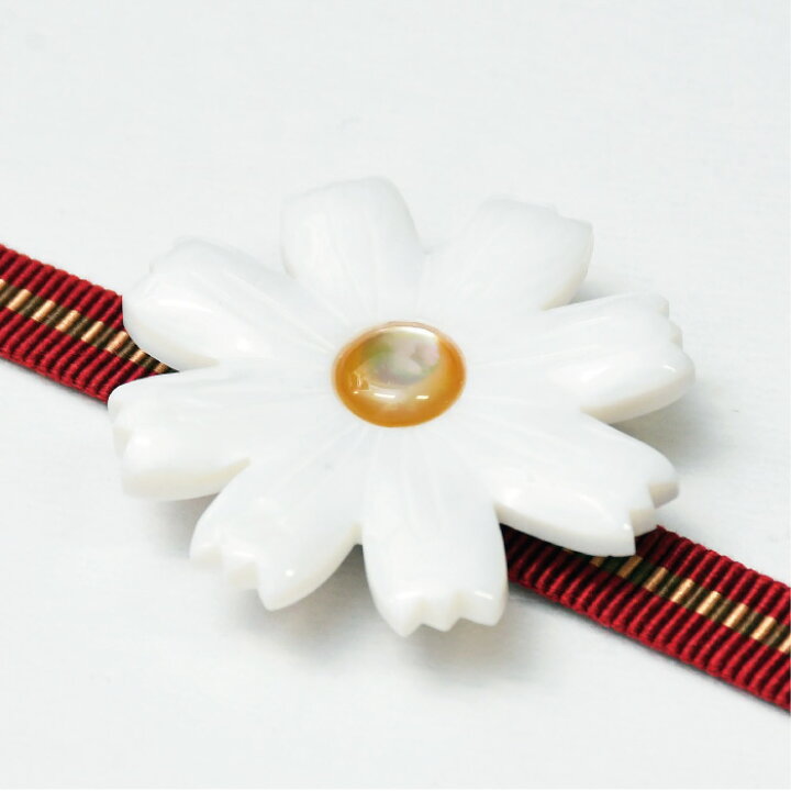 楽天市場】5800 コスモス【 白蝶貝 】帯留め 単品 天然 【 帯留 】 三  