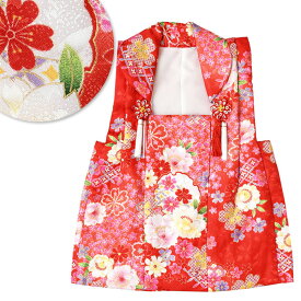 【メーカーキャリー品】七五三 被布コート 単品 安い3歳 三歳 三才 被布 ひな祭り お正月 三ツ身 女の子 子供 特価品 レトロ 花柄 古典 赤 ht-426（6）