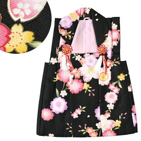 【メーカーキャリー品】七五三 被布コート 単品 安い3歳 三歳 三才 被布 ひな祭り お正月 三ツ身 女の子 子供 特価品 レトロ 花柄 古典 黒 ht-431（1）