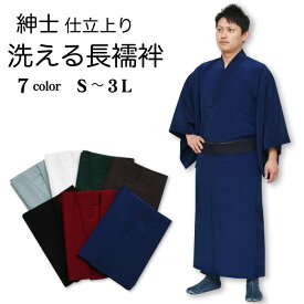 【10】紳士 長襦袢 【 S / M / L / 2L / 3L 】 メンズ 襦袢 洗える 仕立て上がり 無地【 紳士 】 男 長襦袢 男性 男 男物 和装 着物 下着 半襟付 和装小物 白 赤 青 緑 茶 黒 グレー【メール便不可】 zyuban-sns-02