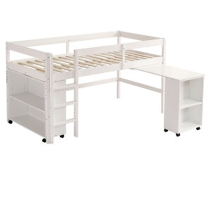 システムベッド ロフトベッド 木製 シングル ベッド ロータイプ ベッド デスク 本棚 机付き 学習机 コンパクト 本棚付き 木製ベッド 天然木 収納 子供 大人 一人暮らし コンパクト ミドルベ