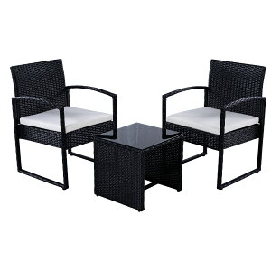 ラタン調 ガーデンファニチャー 3点 ガーデンテーブル ガーデンチェアー ラタン調 テーブル 家具 樹脂 ホテル カフェ ベランダ テラス 屋外家具 高級 ソファ ガーデンソファー 【ホワイト】