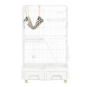 猫 ケージ キャットケージ 2段 猫トイレ付 キャスター付 ハンモック付 猫ゲージ おしゃれ キャットハウス ネコ ハウス 多段 留守番 保護 脱走防止 多頭飼い 多頭 スチール ペットケージ