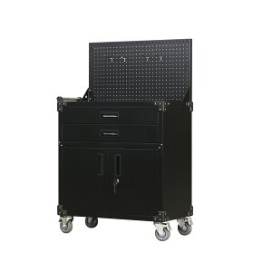 ツールキャビネット ツールワゴン ツールカート工具カート 可動棚付き ロールキャビネット スチール ローラーキャビネットハンドル 耐荷重150KG 幅82*奥行き43*高113 フック付 DIY 2段引き出し
