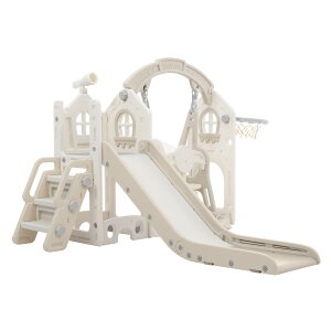 滑り台 すべり台 遊具 室内 ブランコ 折りたたみ可能 組立簡単 室内遊具 大型遊具 すべりだい スウィング キッズパーク バスケットゴール 屋内 家庭用 キッズ 男の子 女の子 【ホワイト】