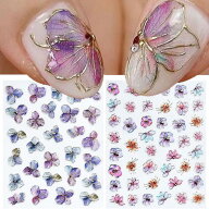 【2枚セット】ネイルシール ネイルステッカー 紫陽花 花びら フラワー DIYネイル パーツ 箔押し 3D立体感…