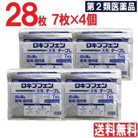 【P最大13倍★お買い物マラソン】【第2類医薬品】 ロキプフェンテープL 大判 28枚（7枚入×4個セット） 外用薬 鎮痛消炎薬 肩の痛み 肩こり 腰痛 筋肉痛 腱鞘炎 シップ 湿布 伸縮タイプ Lサイズ 送料無料