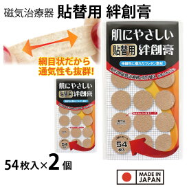 【エントリーでP10倍】磁気治療用　はりかえシール 貼り替えシール 絆創膏 肌に優しい貼替用絆創膏 108枚セット（54枚入×2個）日本製 円形タイプ 直径22mm 小さい バンドエイド ウレタン素材 送料無料