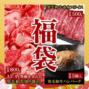 2025 福袋【1】 送料無料 【切り落とし 800g 赤身スライス 500g 黒毛和牛 ハンバーグ 150g 5個 人気商品 福袋】 2025 福袋 福袋 セット 詰め合わせ 食品 お得 肉 鍋 卒業祝い 入学祝い プレゼント