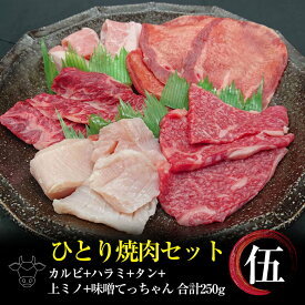 お一人様 焼肉セット【 5 】黒毛和牛 カルビ 焼肉 50g 特選牛 ハラミ 50g 特選 上ミノ 50g タンスライス 50g 豚トロ 50g 合計 250g 焼肉 バーベキュー BBQ BBQセット 焼肉セット ひとり焼肉 ソロキャンプ キャンプ肉 キャンプ飯