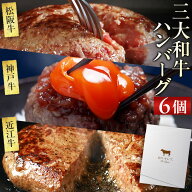 肉 ギフト ハンバーグ 食べ比べ 三大和牛3種ハンバーグ食べ比べ×6個（神戸牛2個・松阪牛2個・近江牛2個…
