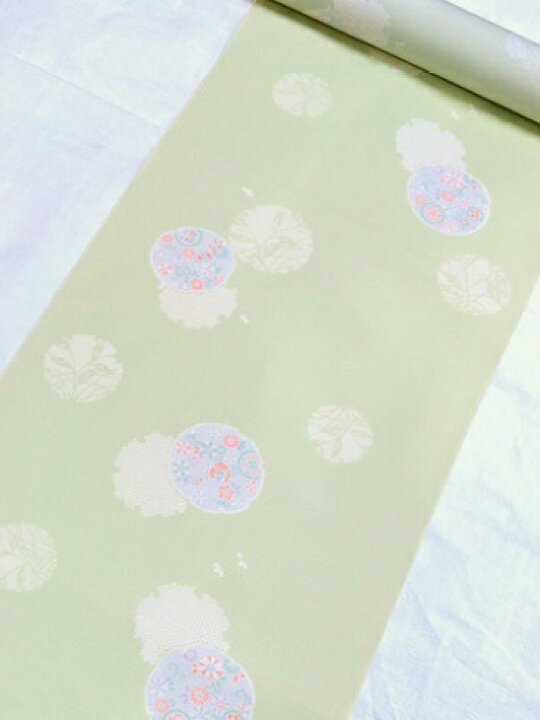 楽天市場】正絹 小紋 反物 絽小紋 夏物 着物 夏の着物 絹 シルク 緑系 