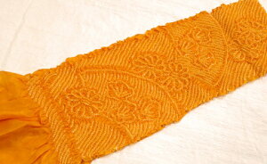 正絹 七五三 絞り 753 帯揚げ 子供用 7歳 七歳 帯上げ 祝い着用 帯揚 正月 ひな祭り 和装小物 黄色 イエロー 長さ約95cm 巾約15cm 小物作り、手芸用にもおススメ 店頭見切り品