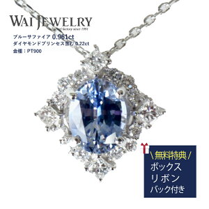 心惹かれる高貴な輝き ブルーサファイア0.961ctプリンセスカット ダイヤモンド0.22ct 希少石 PT900 プラチナアクセサリー ネックレス ご褒美 記念日 ギフト プレゼント 色石 9月誕生石 即納 人気