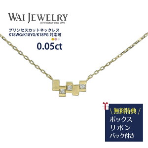 クールで美しいプリンセスカット 華奢ネックレス K18 スキンジュエリー ネックレス ダイヤモンド 贈り物 ギフト 20代 30代 40代 50代 女性 デザイン レディース アクセサリート ネックレス 普段