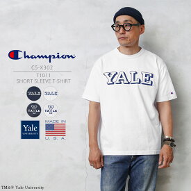 【あす楽】Champion チャンピオン C5-X302 T1011 半袖Tシャツ YALE MADE IN USA【クーポン対象外】【T】｜メンズ トップス カットソー 大きいサイズ ブランド おしゃれ カレッジ イエール大学 ロゴ 白 アメリカ製 綿100%《WAIPER》メンズ ミリタリー