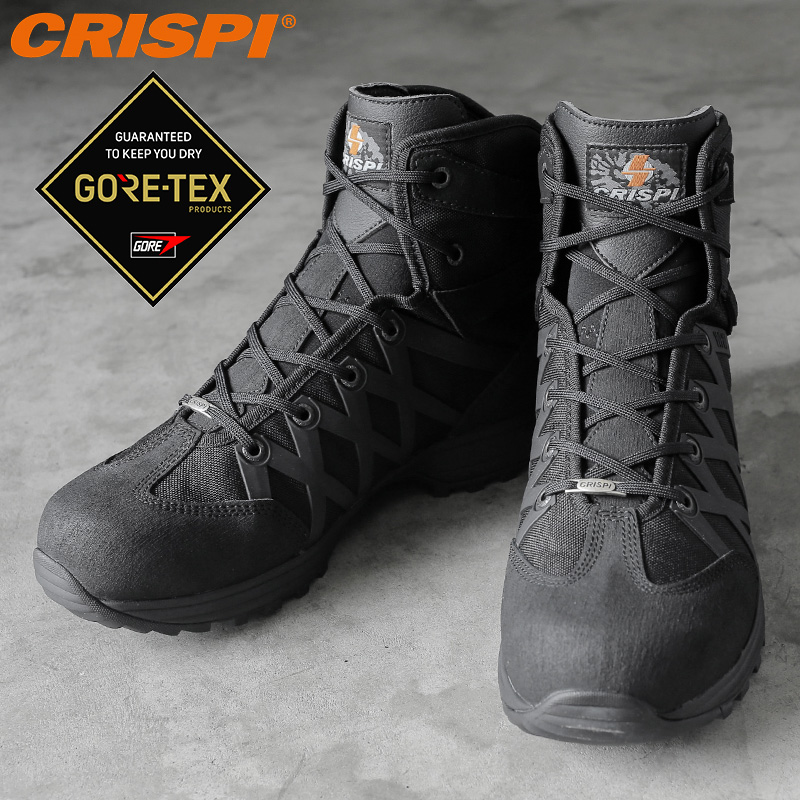 CRISPI クリスピーのGTX ブーツ 最短翌日着 クリスピー ARES GTX クーポン対象外 人気上昇中 T 6.0 贈呈 GORE-TEX BLACK