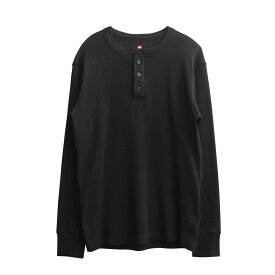 クーポンで最大15%OFF★【あす楽】Hanes ヘインズ HM4-S104 BEEFY-T ビーフィー L/S サーマル ヘンリーネックTシャツ【Sx】【T】｜パックTシャツ ロンT ワッフル トップス カットソー メンズ 長袖 ブランド おしゃれ 大きいサイズ 保温性 防寒 暖かい