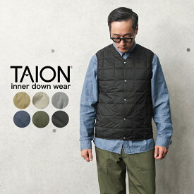 クーポンで最大18%OFF★TAION タイオン TAION-001 Vネック インナーダウンベスト MENS【A1】【Sx】【R】｜保温 防寒 アウター ノースリーブ メンズ ブラック 黒 薄手 おしゃれ シンプル デザイン