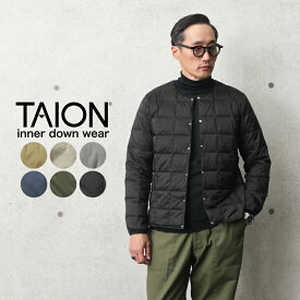 【最短即日発送】クーポンで最大18%OFF★TAION タイオン TAION-104 クルーネック インナーダウンジャケット MENS【B2】【Sx】【T】｜保温 防寒 アウター メンズ ブラック 黒 薄手 おしゃれ シンプル デザイン