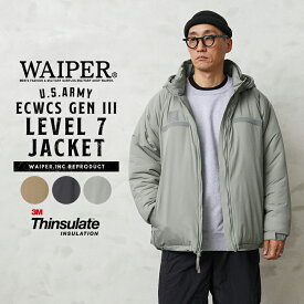 WAIPER.inc 米軍 ECWCS Gen III THINSULATE（シンサレート）Level 7 ジャケット【WP62】【クーポン対象外】【T】｜ミリタリージャケット 中綿ジャケット メンズ アウター おしゃれ 大きいサイズ 防寒 暖かい ブラック 黒